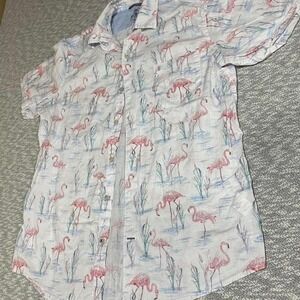 IZOD  Saltwater Flamingo button down shirt size Men L. SKU798 #flamingo